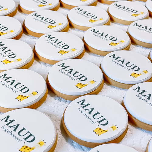 Unieke geboortekoekjes: bedrukt met echo, foto, naam of geboortekaartje